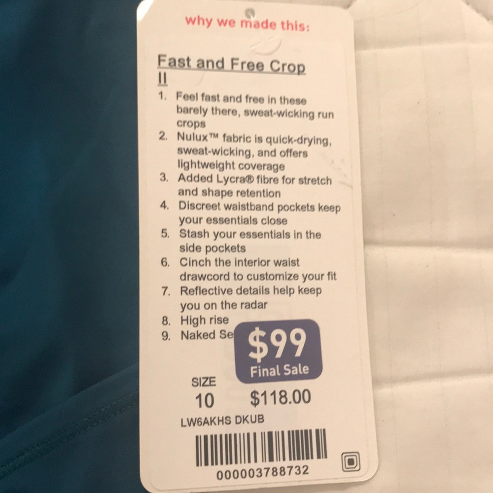 Lululemon fast and free crops